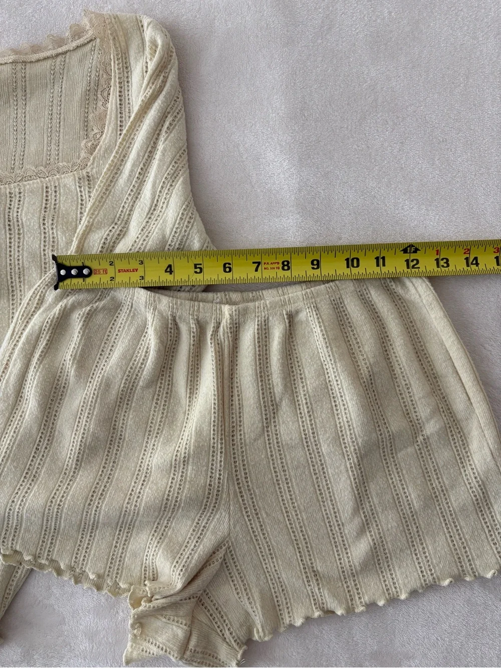 Yellow Pointelle Pajama Shorts and Long Sleeve Set